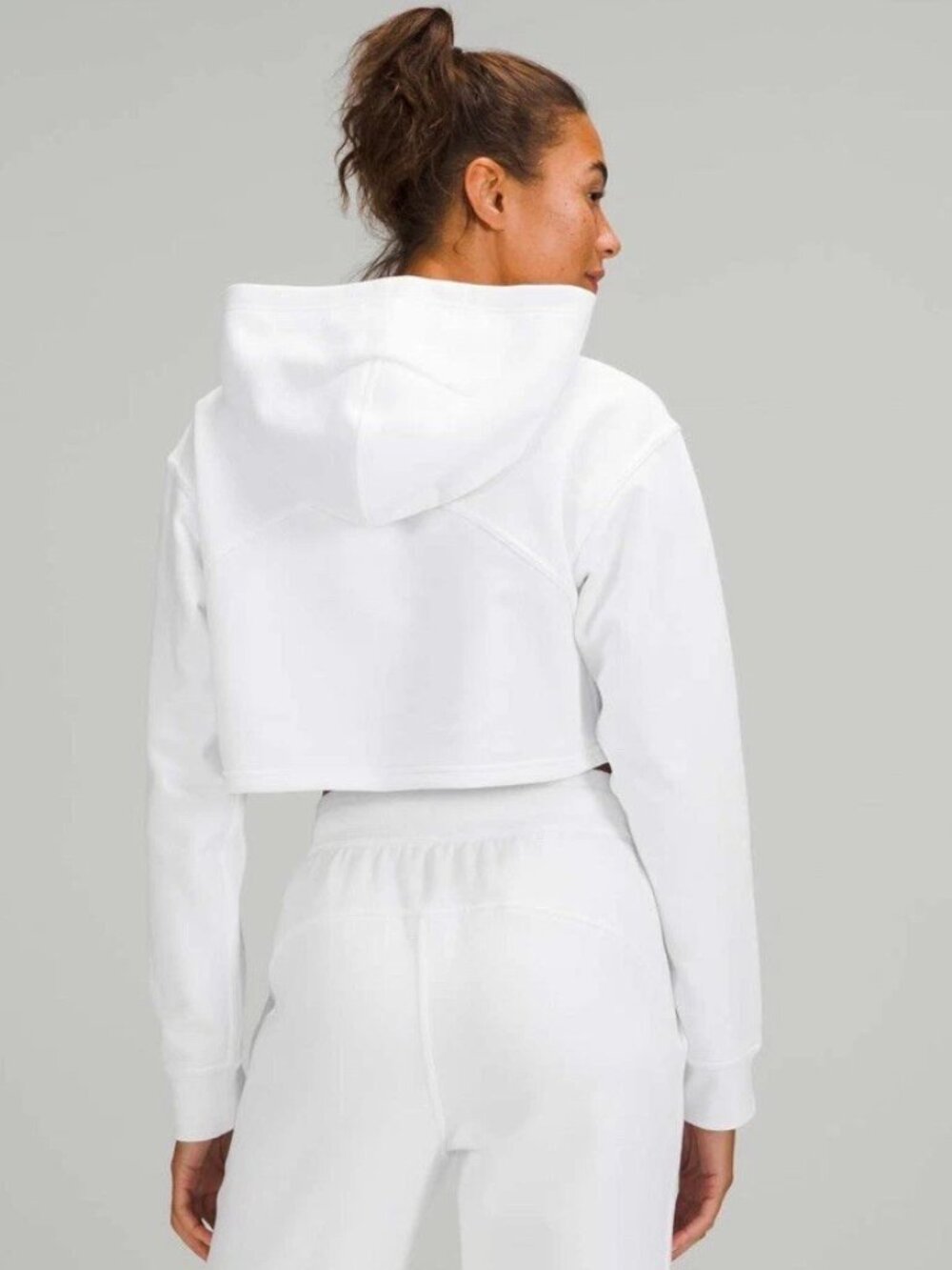LULULEMON White All Yours Cropped Pullover Hoodie
